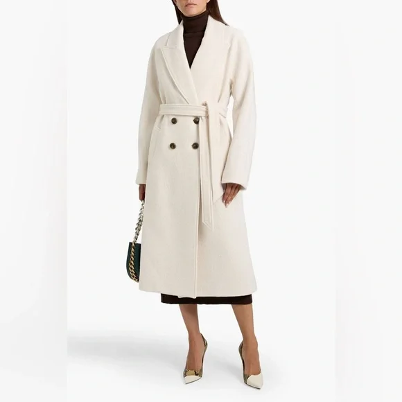 VERONICA BEARD Della Dickey double-breasted wool coat Ecru Cream Ivory L NWT - Picture 1 of 8